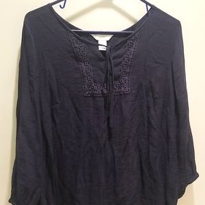 A navy blue blouse